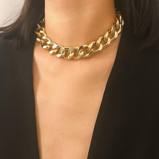 Womens Choker Collar Chunky Thick Chain Necklace