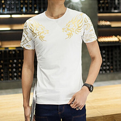 Mens Casual Patchwork Short Sleeve Slim Fit T-Shirt