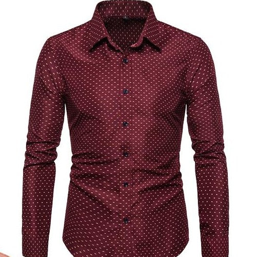 Mens Printed Long Sleeve Regular Fit Elegant Casual Shirt