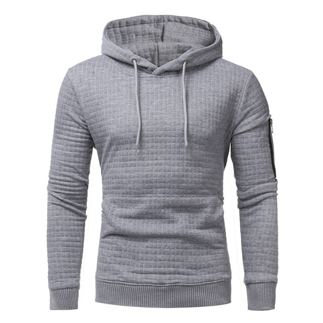 Mens Hooded Long-Sleeved Casual Pullover Sweatshirt