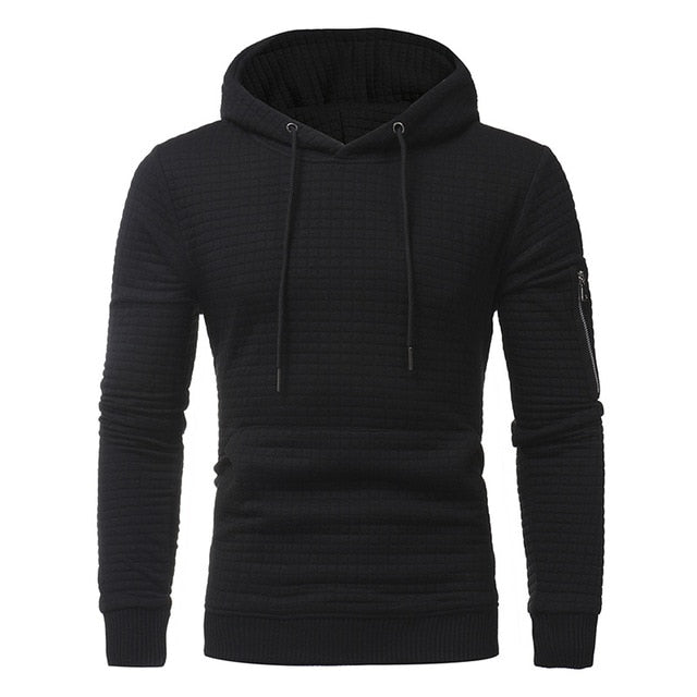 Mens Hooded Long-Sleeved Casual Pullover Sweatshirt