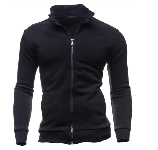 Mens Stand Collar Front Zip Casual Sweatshirt