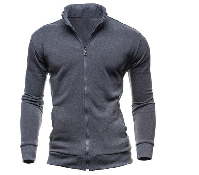 Mens Stand Collar Front Zip Casual Sweatshirt