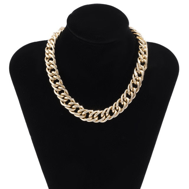 Womens Choker Collar Chunky Thick Chain Necklace