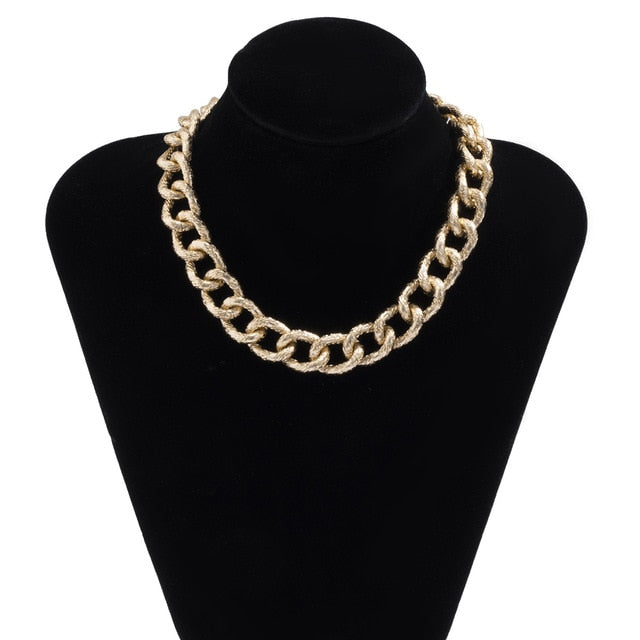 Womens Choker Collar Chunky Thick Chain Necklace