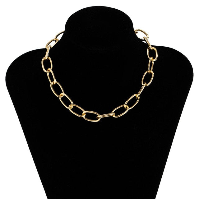 Womens Choker Collar Chunky Thick Chain Necklace