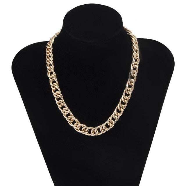 Womens Choker Collar Chunky Thick Chain Necklace