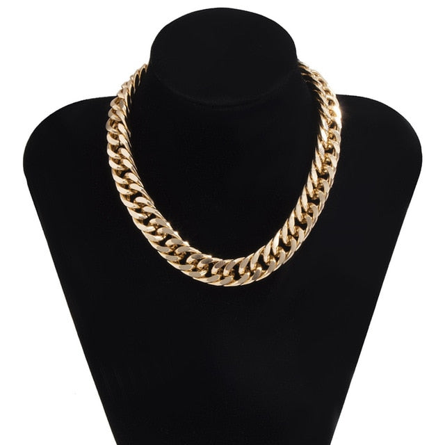 Womens Choker Collar Chunky Thick Chain Necklace