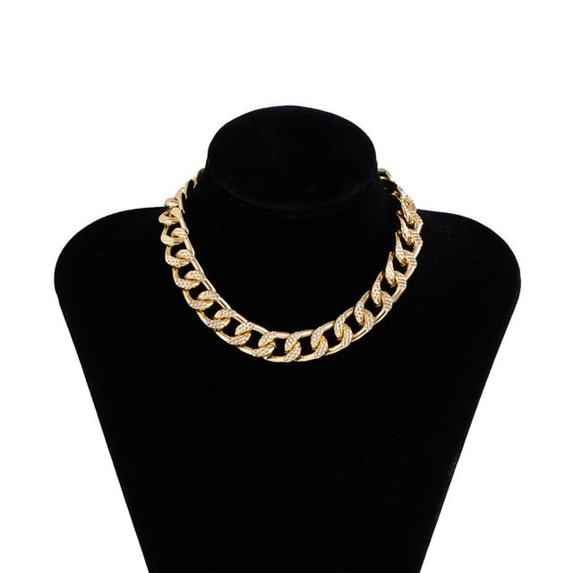 Womens Choker Collar Chunky Thick Chain Necklace