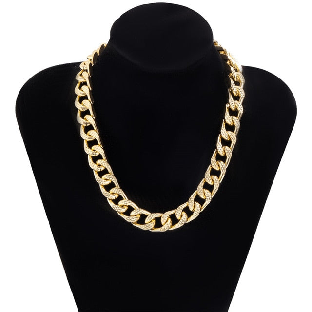 Womens Choker Collar Chunky Thick Chain Necklace