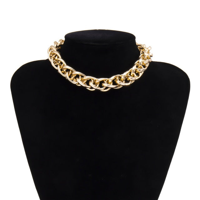 Womens Choker Collar Chunky Thick Chain Necklace