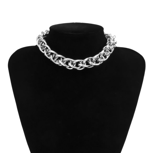 Womens Choker Collar Chunky Thick Chain Necklace