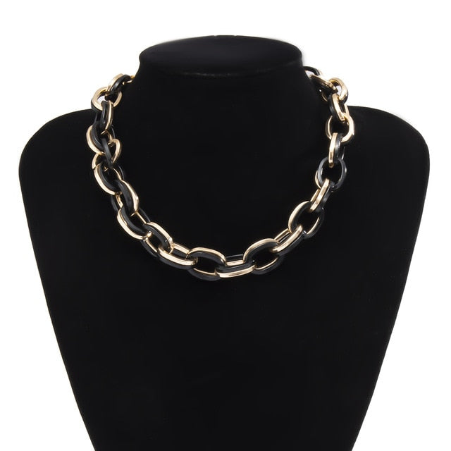 Womens Choker Collar Chunky Thick Chain Necklace