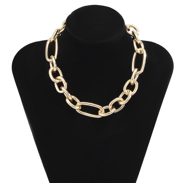 Womens Choker Collar Chunky Thick Chain Necklace