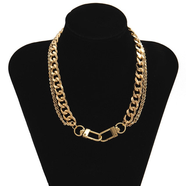 Womens Choker Collar Chunky Thick Chain Necklace