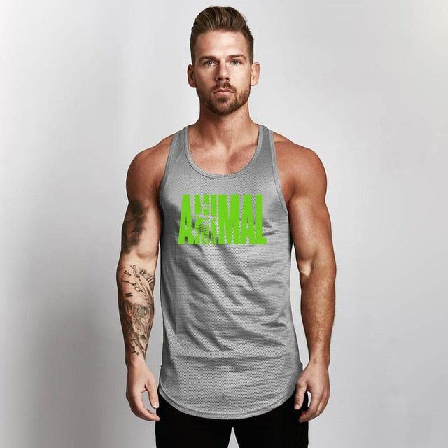 Mens Bodybuilding Gym Fitness Slim Fit Singlets Muscle Tank Top