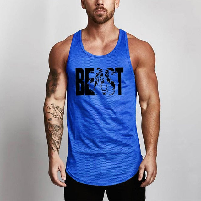 Mens Bodybuilding Gym Fitness Slim Fit Singlets Muscle Tank Top