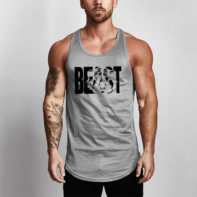 Mens Bodybuilding Gym Fitness Slim Fit Singlets Muscle Tank Top