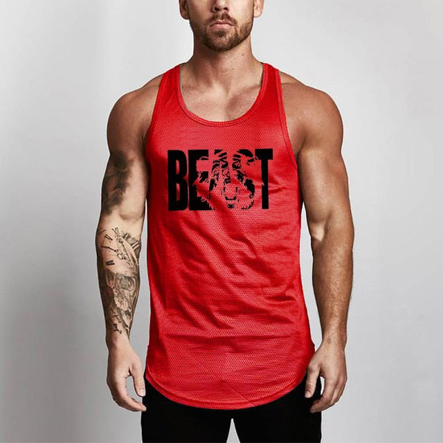 Mens Bodybuilding Gym Fitness Slim Fit Singlets Muscle Tank Top