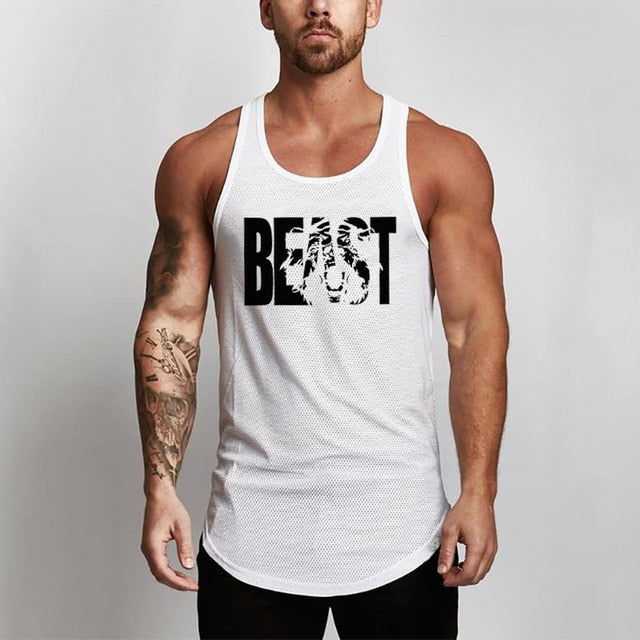 Mens Bodybuilding Gym Fitness Slim Fit Singlets Muscle Tank Top