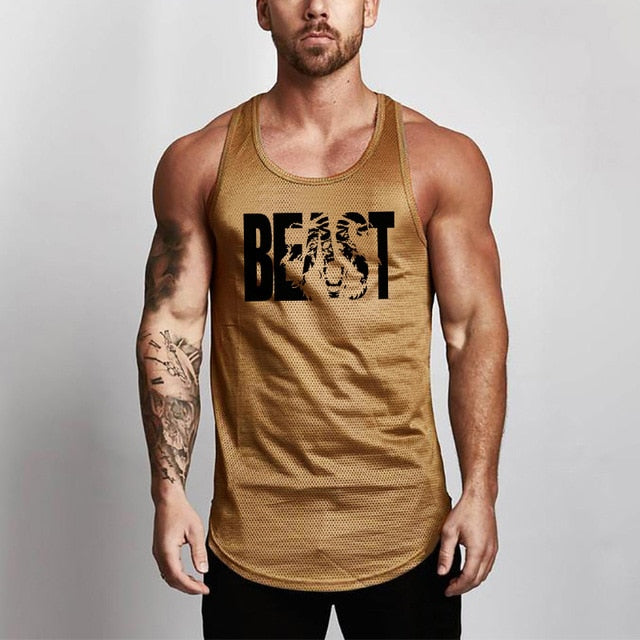 Mens Bodybuilding Gym Fitness Slim Fit Singlets Muscle Tank Top